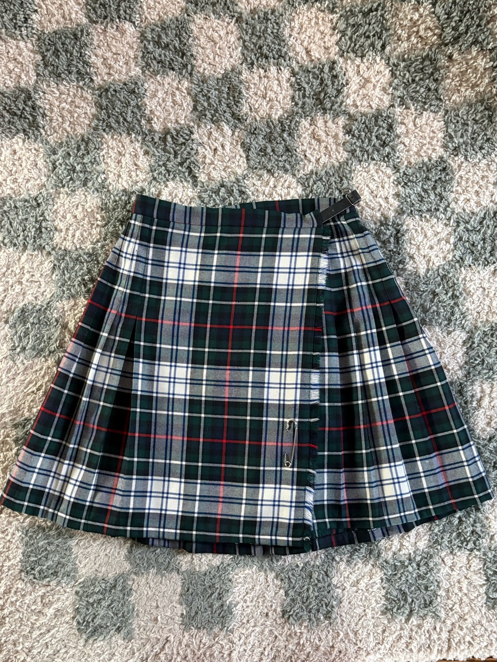 Vintage 100% Wool Plaid Wrap Skirt